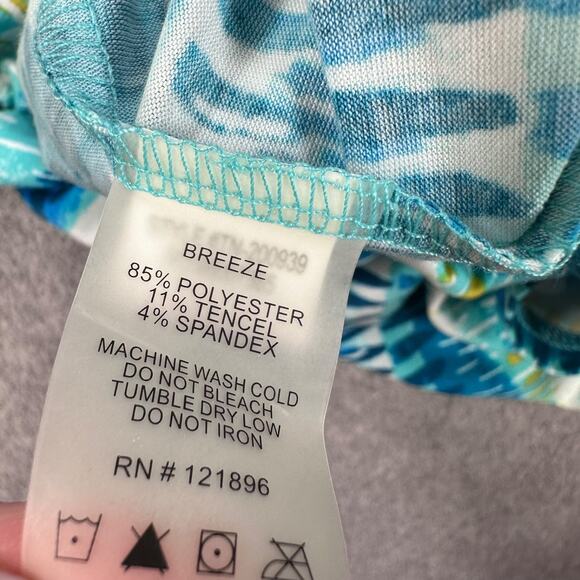 Title Nine Tank Dress Womens XL Blue Green Sleeveless Ruched Cut Out Back Pocket - Picture 9 of 11